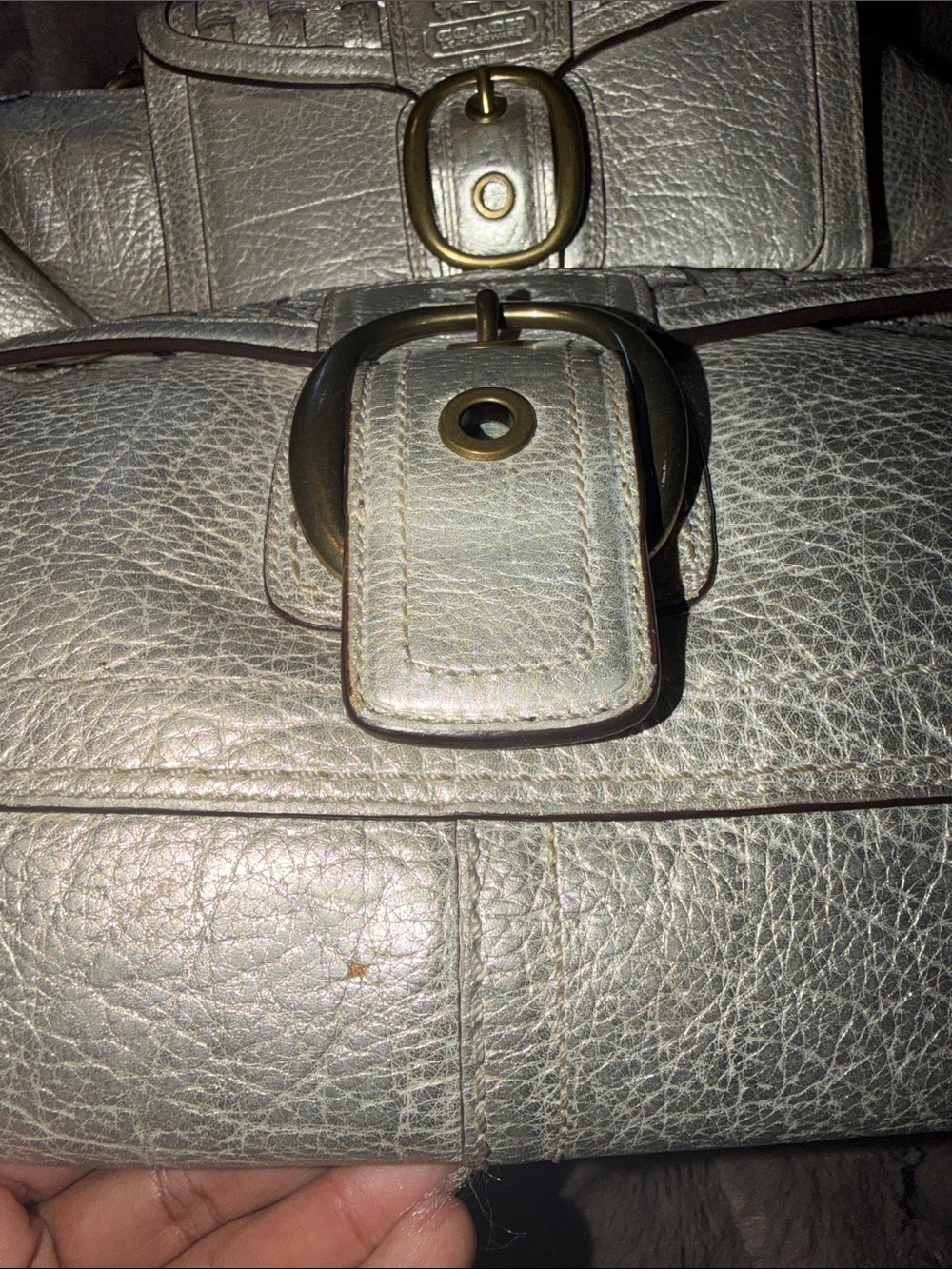 Coach Metallic Silver Leather Shoulder Bag with Matching Wallet - Picture 15 of 15